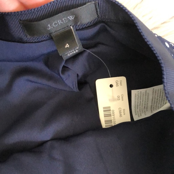 J.Crew Navy Blue Polka Pleated Skirt - Picture 2 of 6